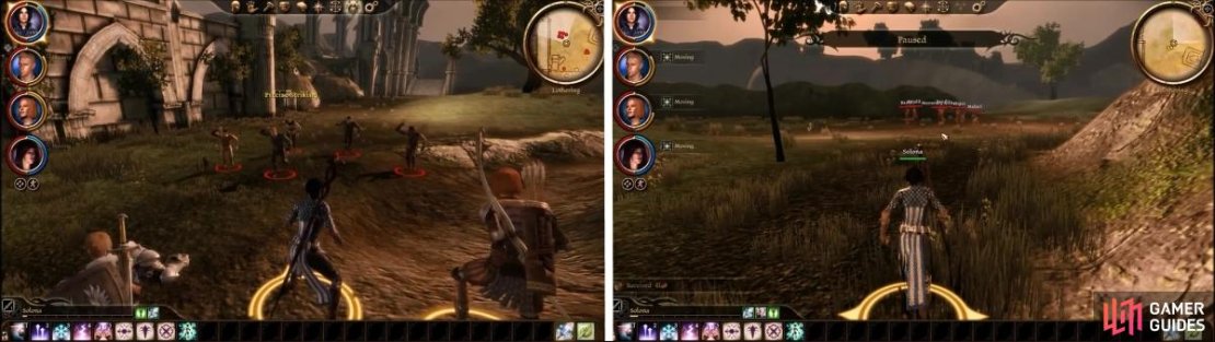 As you&rsquo;re leaving to the outskirts of Lothering, some refugees will attack you. You can find numerous pockets of bandits out here too.