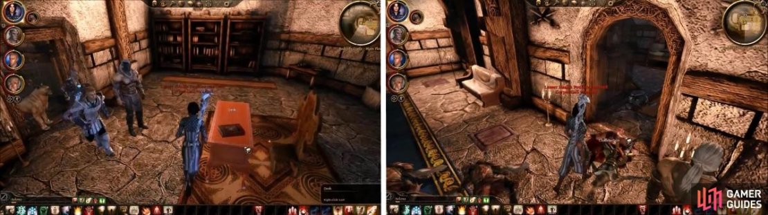 Examine the Chamberlain&rsquo;s corpse for the Vault Key. In the western room, search the desk for Alistair&rsquo;s Mother&rsquo;s Amulet.