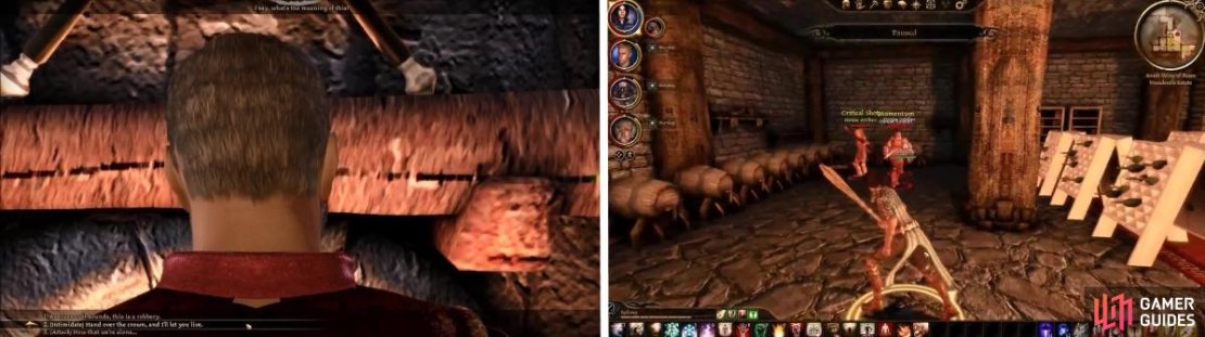 Threatening people is always a fun way to get what you want (left). It&rsquo;s a trap! (right).