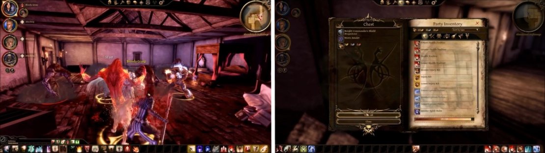 This place is filled with demons. In the last room, unlock the chest to get the Knight Commander&rsquo;s Shield and Worn Amulet.