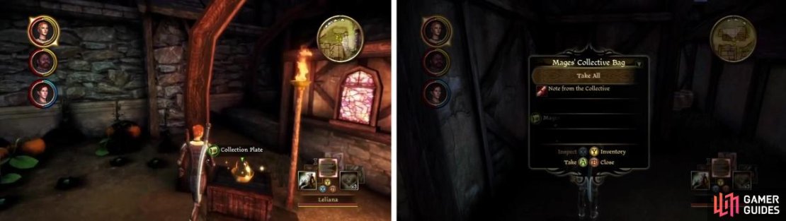 You can steal a few things here in town. You can also find the Mages&rsquo; Collective Bag.