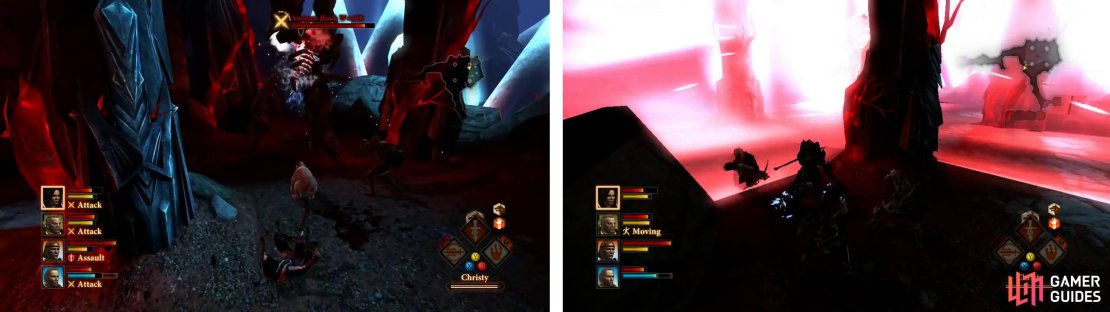 During the fight with the Rock Wraith, make sure you get behind the pillars to avoid its explosive attacks (right).