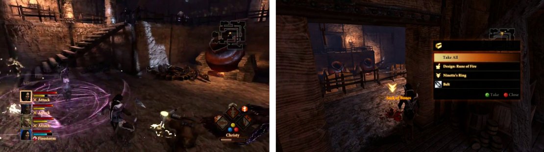 Defeat the desire demon and it minions in the Dark Foundry (left) and don&rsquo;t forget to pick up Ninette&rsquo;s Ring (right) before you leave.