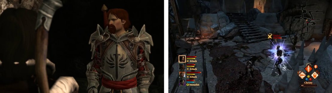 Speak to Thrask outside the Runaway&rsquo;s Cavern (left), then enter and clear out the apostates inside.