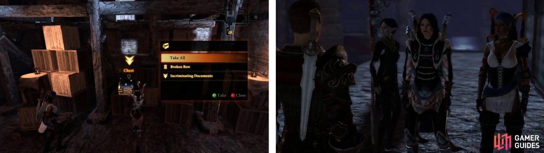 Enter Castillon&rsquo;s Landing and loot the marked chest (left). As you go to leave, you will encounter Castillon (right) whom you can kill or negotiate with.