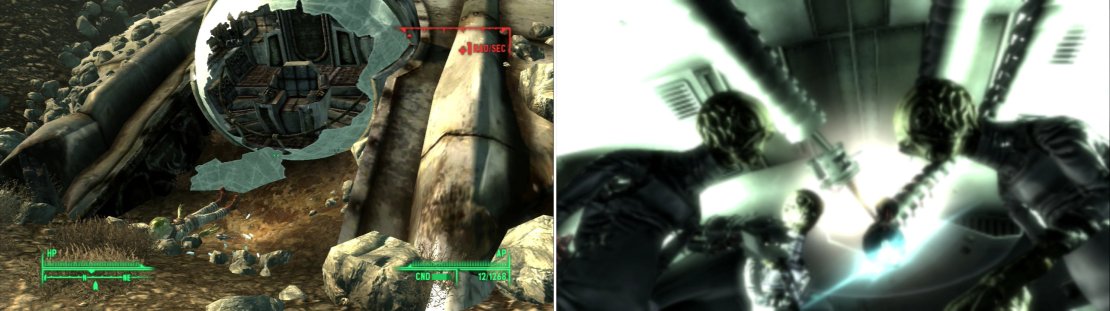 Approach the crashed alien ship (left) and you&rsquo;ll be abducted&hellip; and&hellip; well&hellip; yeah. the probe is real! (right)