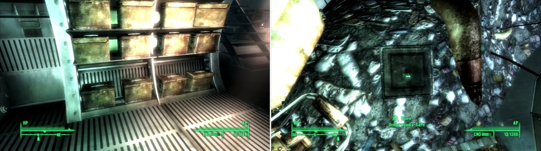 The Cargo Hold is well-stocked with treasure, as one might expect (left). The awesome MPLX Novasurge can be found within Underwood&rsquo;s Safe (right).