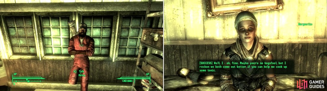 Haley might be sketchy on the details, but however he got here, he now runs this shop (left). Marguerite, when she&rsquo;s not pretending to be sick with imaginary illnesses, practices the time-honored tradition of making moonshine (right).