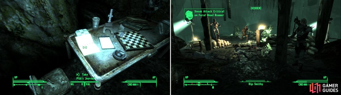 Read Plik&rsquo;s Journal to gain some useful information about Ghouls-specifically how to kill them (left), then compete in his Safari (right).