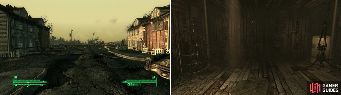 Andale looks like a nice enough town (left)&hellip; you know, for post-apocalyptia. Apperances can be deceptive, though&hellip; (right)