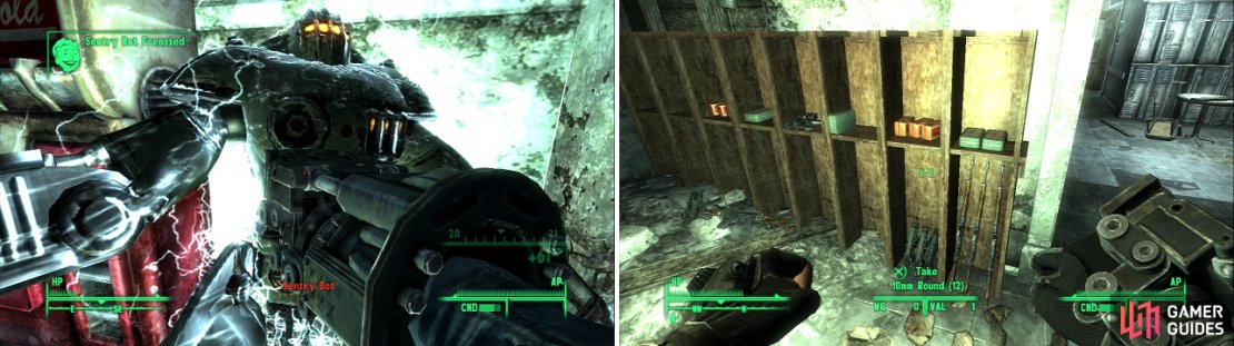 The Shocker can dispose of even the strongest of robots with&hellip; shocking&hellip; ease (left). A fully-stocked firing range is a welcome treat for any scavenger (right).