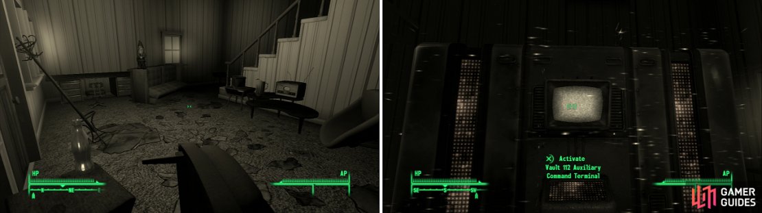 While this house might look like it&rsquo;s full of useless junk, these objects are more than meets the eye&hellip; (left). Touch them all in the right sequence and you&rsquo;ll open a terminal that&rsquo;ll allow you to override Braun (right).