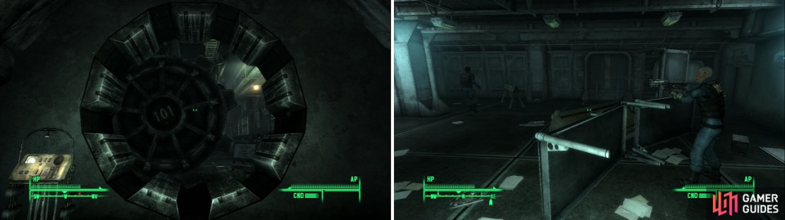 A lot has happened since you left Vault 101 (left), but when you return, it&rsquo;s clear that all has not been quiet under the ground, either (right).