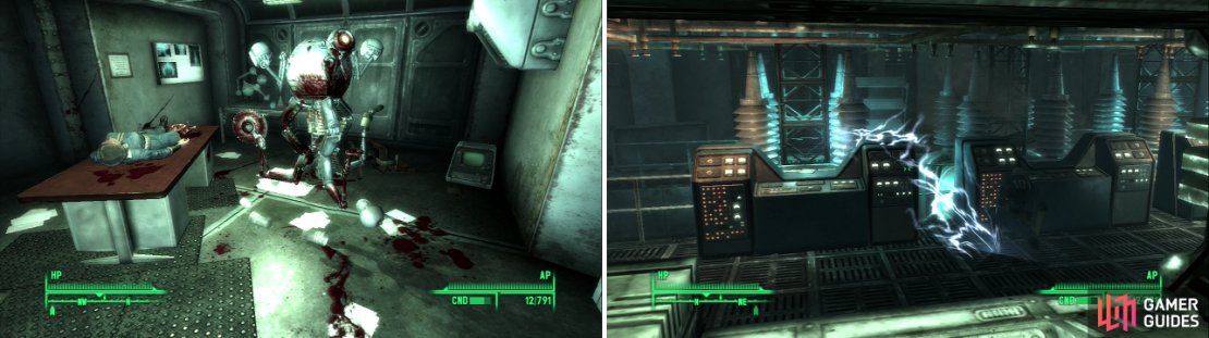 Andy couldn&rsquo;t even cut a cake without destroying it, so it&rsquo;s no surprise he wouldn&rsquo;t excel as a surgeon (left). You can side with Amata or the Overseer&hellip; or you can sabotage the Vault (right).