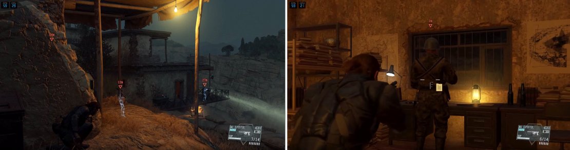 Inside this building is a prisoner (left) and nearby is some intel (right) about the tanks&rsquo; location.