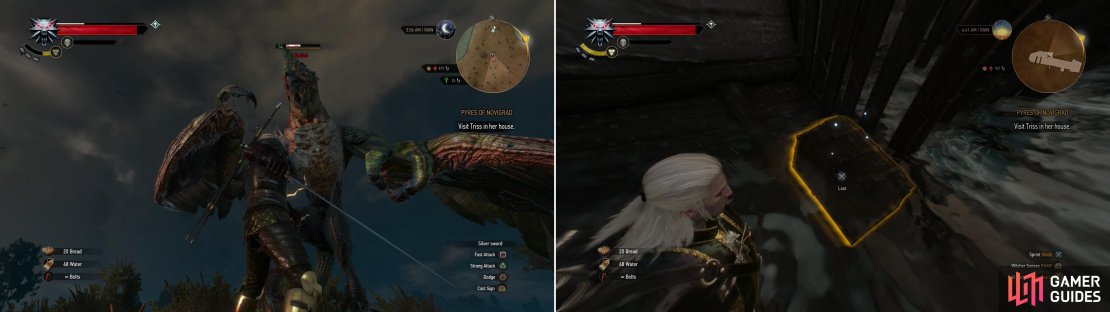 Defeat a Basilisk (left) then board a neaby shipwreck and claim the treasure it&rsquo;s still carrying (right).
