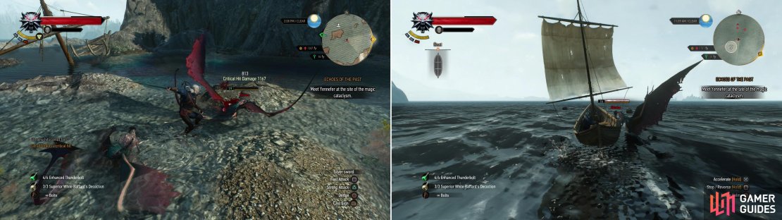 Sirines aren&rsquo;t much of a threat on land (left) but at sea, they are more than happy to tear your boat to pieces (right).