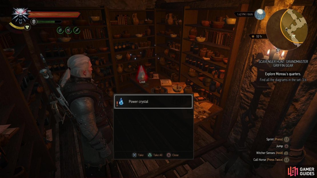 Search the hidden lab to find a Power Crystal,