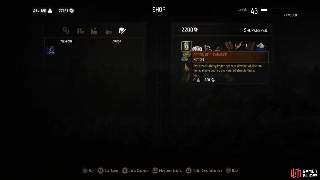 Select merchants carry Potions of Clearance.