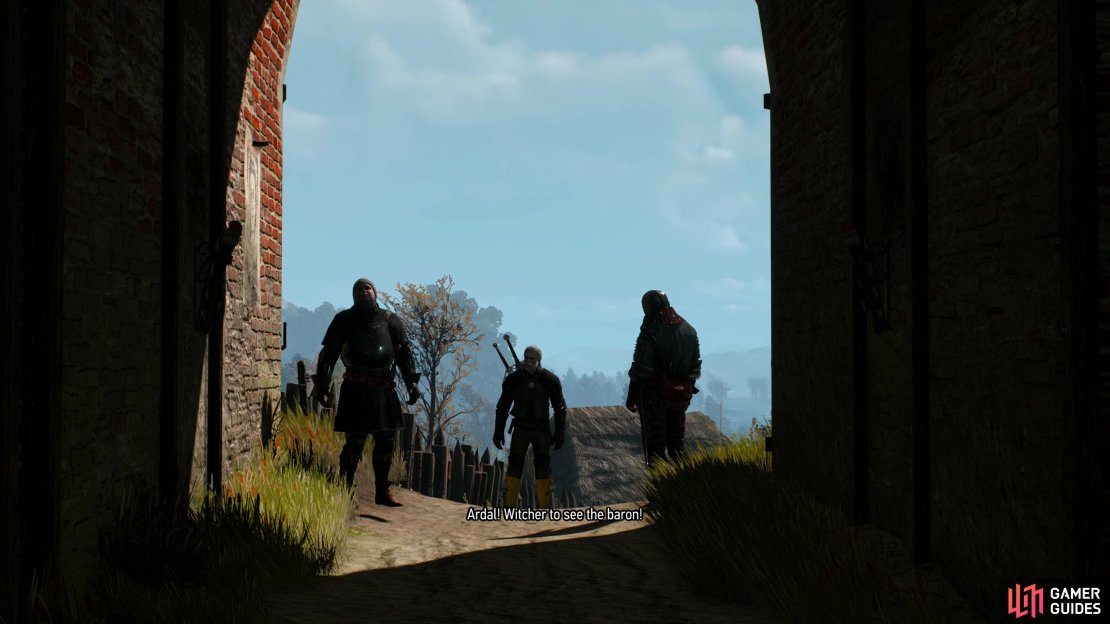 If you didn&rsquo;t fight the Bandits at the Inn at the Crossroads, meeting the Bloody Baron will be simple - just go up to the gate and talk your way in.