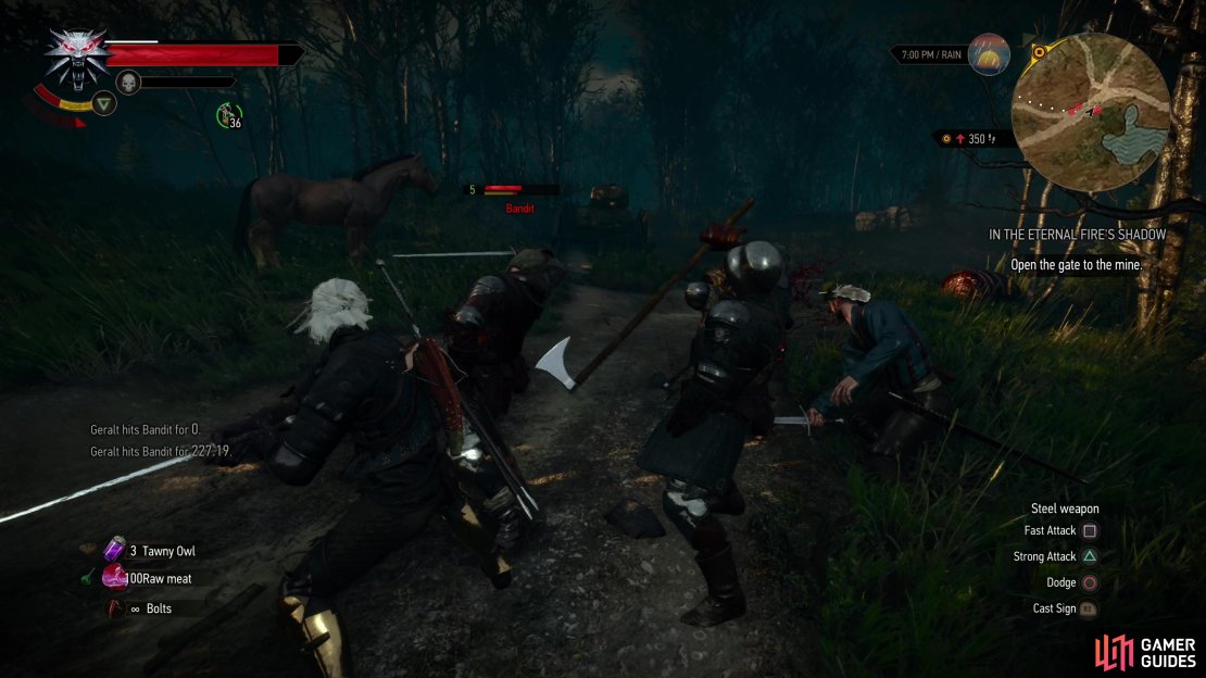Intervene and help the merchants defeat their attackers,