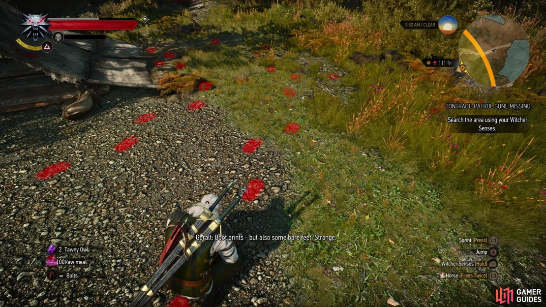 Find the Nilfgaardian camp and use your Witcher senses to pick up some tracks.