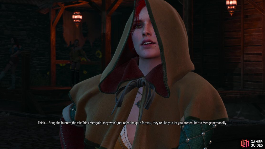 Meet Triss by the Eternal Fire shrine and she&rsquo;ll explain her plan.