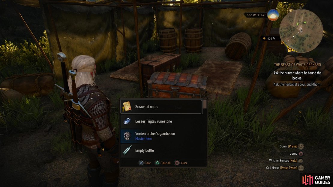 Loot a chest in a Wolf-infested camp to find &ldquo;Scrawled Notes&rdquo;,