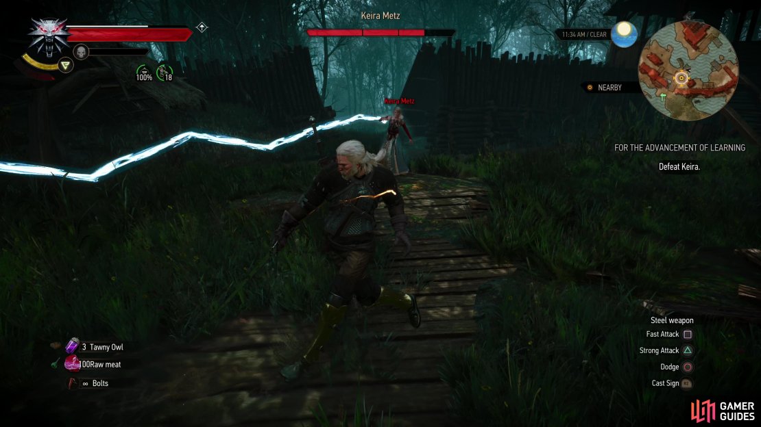 Keira&rsquo;s attacks include lightning bolts shot directly at you,
