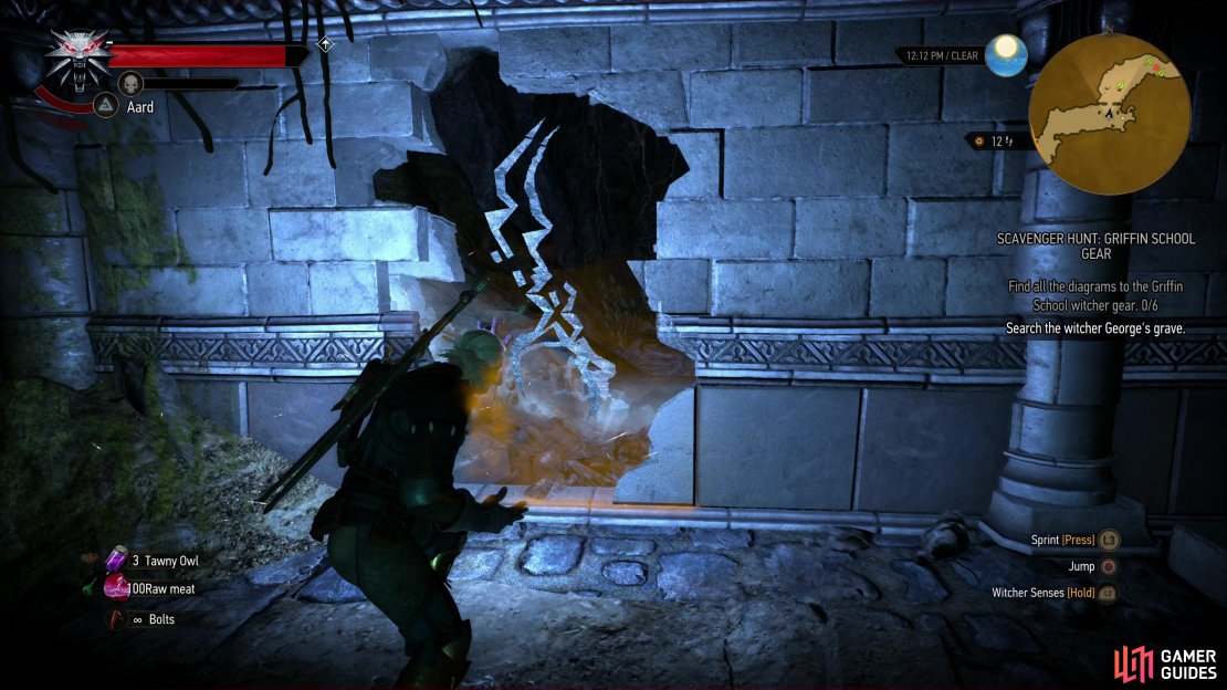 Use Aard to knock down a wall,