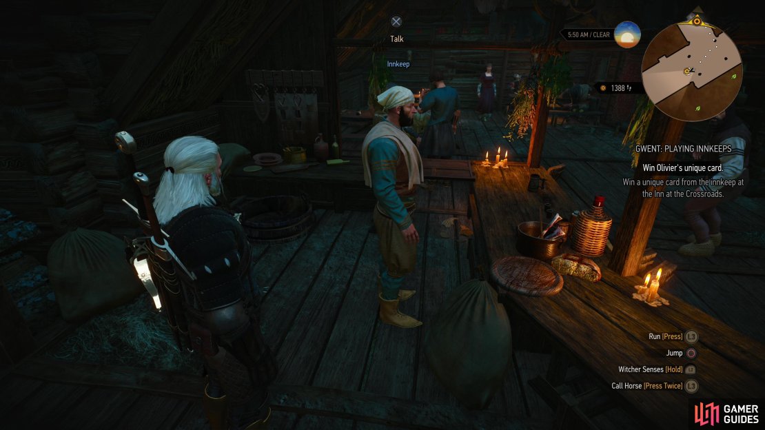 Wait at the Inn at the Crossroads until the Innkeeper deigns to grace you with his presence.