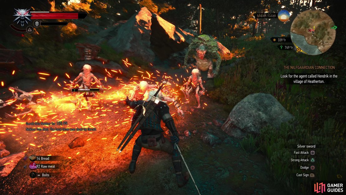 The Nekkers are numerous, weak, and focused on the Troll - perfect time to use Igni!