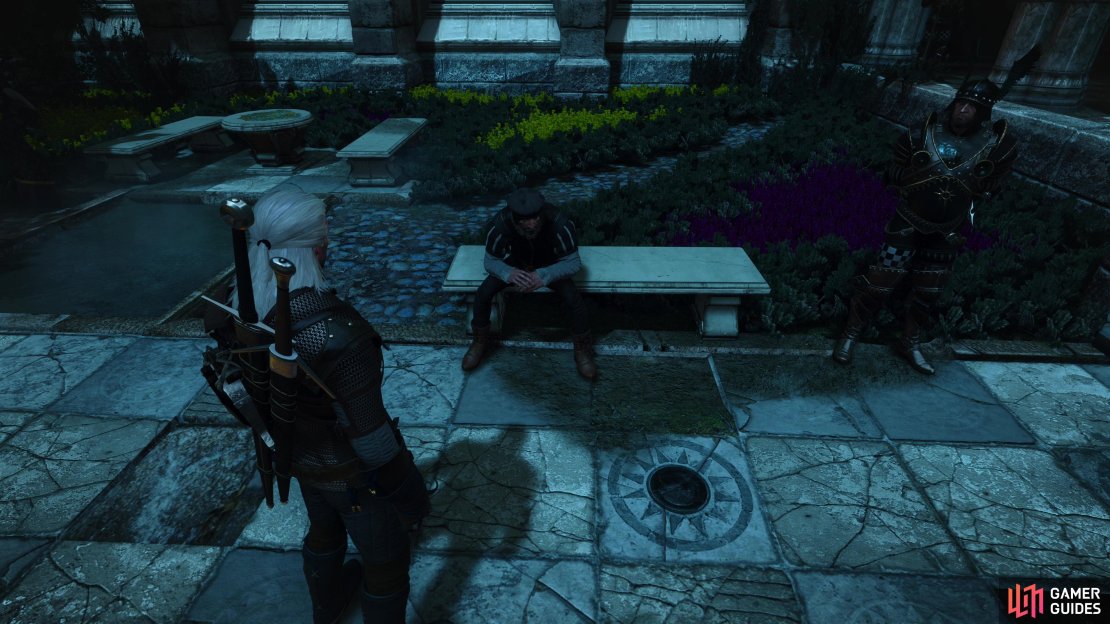 Find a Nilfgaardian Nobleman in the garden. He&rsquo;ll play Gwent with you&hellip;