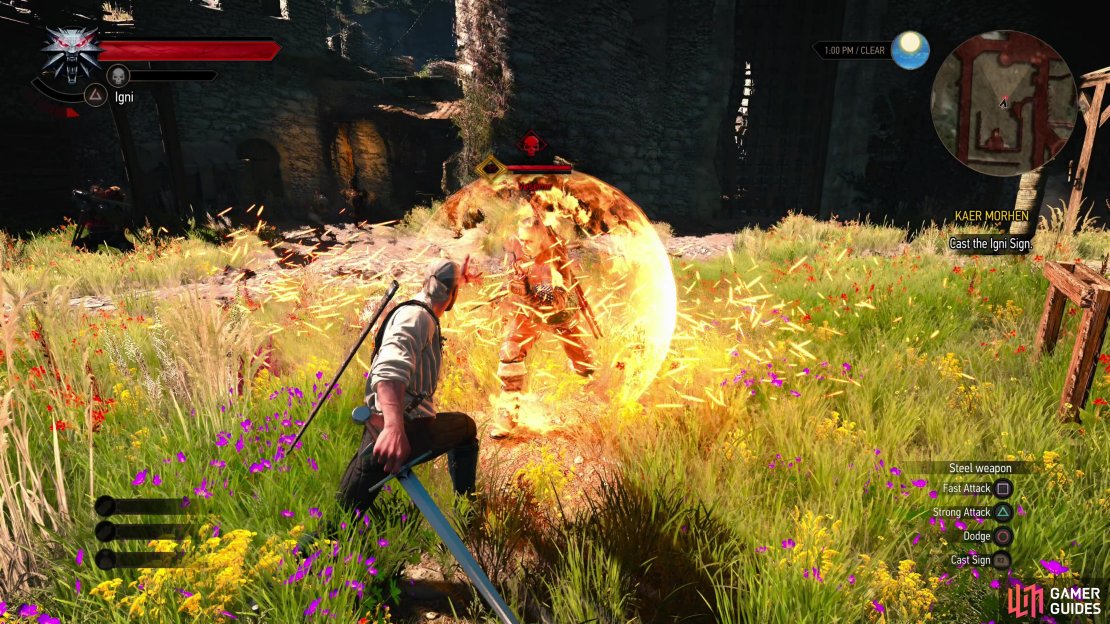 Vesemir will also kindly walk you through the various signs you have at your disposal,