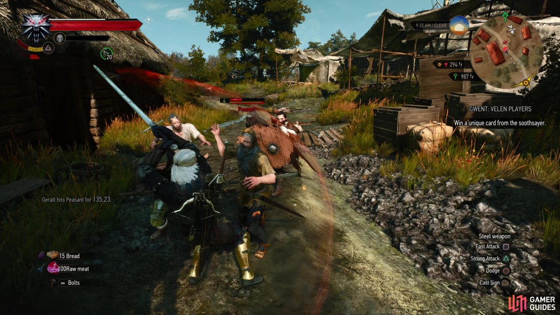 Alternatively, Geralt can provoke the looters - circle them and use strong attacks on the two-handers,