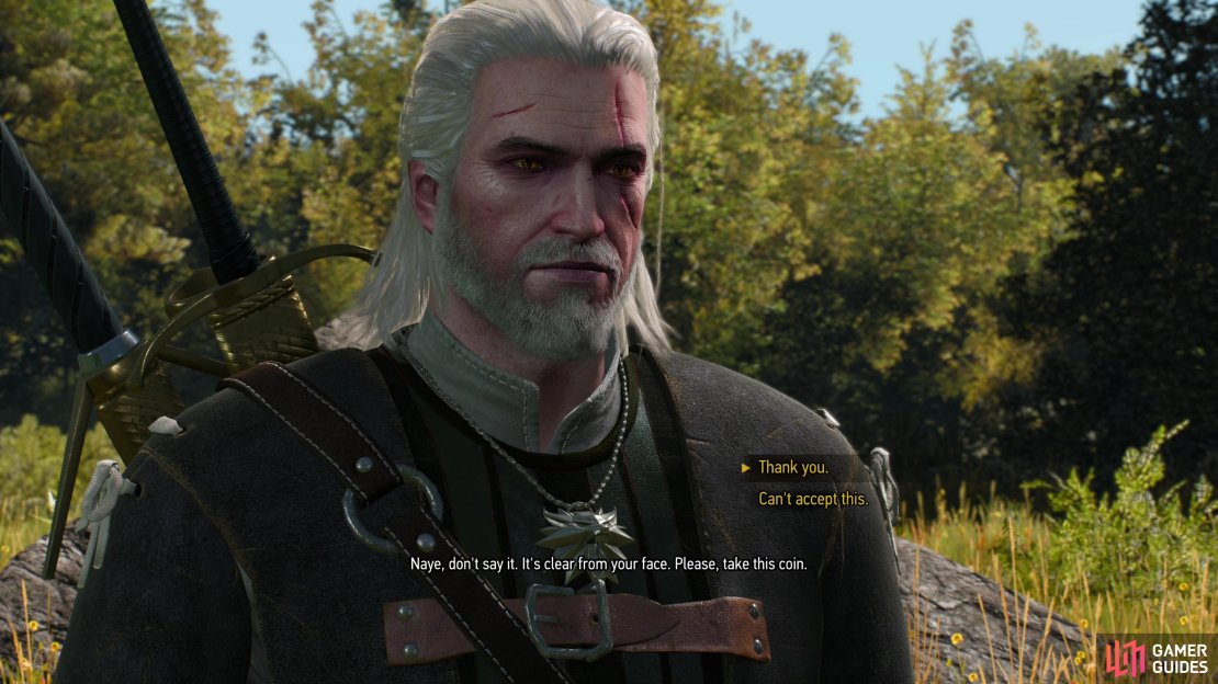 Return to the woman and she&rsquo;ll offer a reward - turn down the crowns and you&rsquo;ll get more EXP.