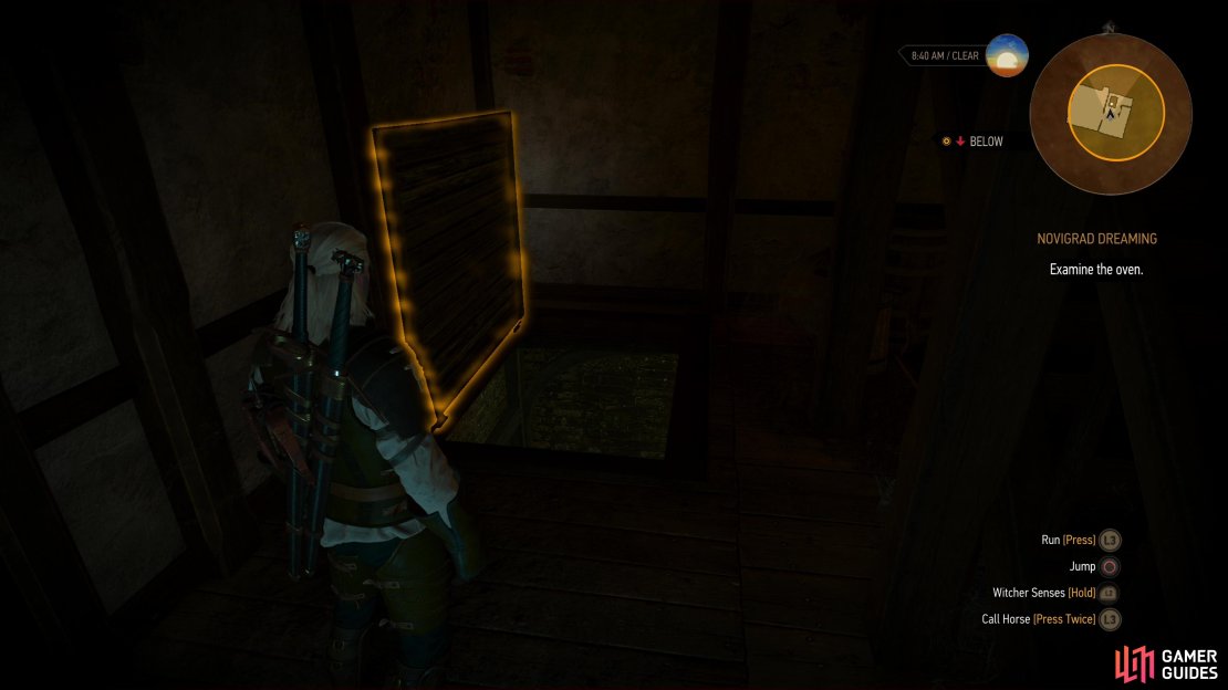 Head to the first floor and open a cellar door to reach the oven.