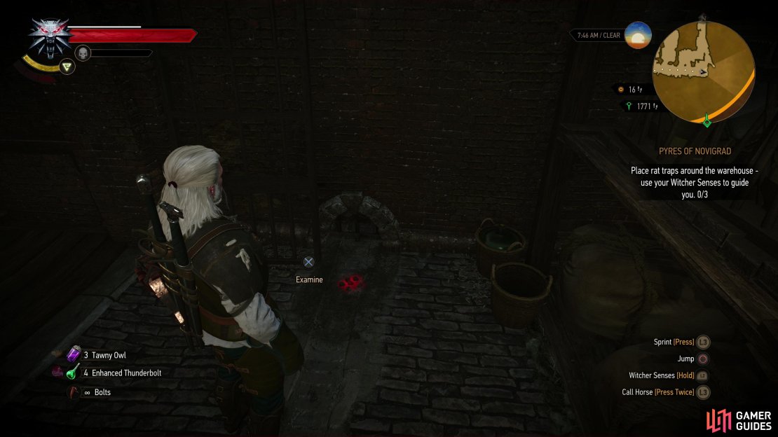 Use your Witcher sense to find some rat droppings and place one of Triss’ traps near them,