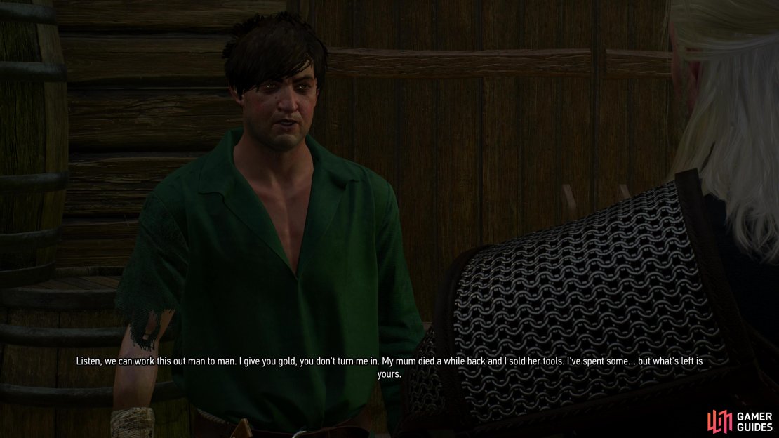 You have three options for dealing with the arsonist: first, you can choose to let the arsonist go for a small bribe,