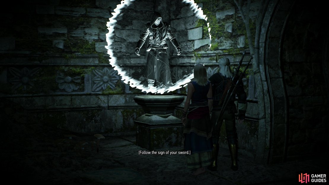 Continue past the rat nests and you&rsquo;ll find a projection left by the elven mage you seek.