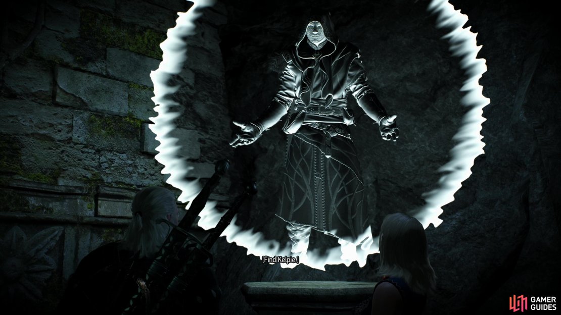 Follow the swallow to find the elven mage&rsquo;s second projection, where he&rsquo;ll tell you to seek out the kelpie sign.