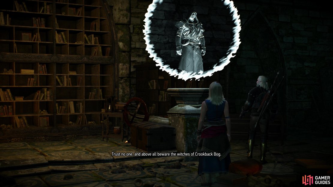 Explore the eastern edge of the chamber where you fought Nithral to find a third projection.