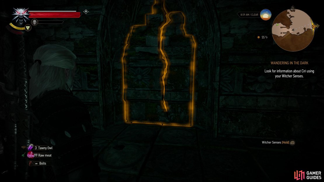 Find a breakable wall in the southwestern corner of the room where you fought Nithral,