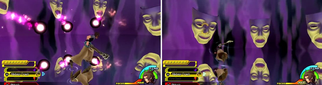 The Mirror&rsquo;s many faces will spew out fireballs (left) which you can dodge with dash. To find the real Spirit, look for the one with the smug grin (right).