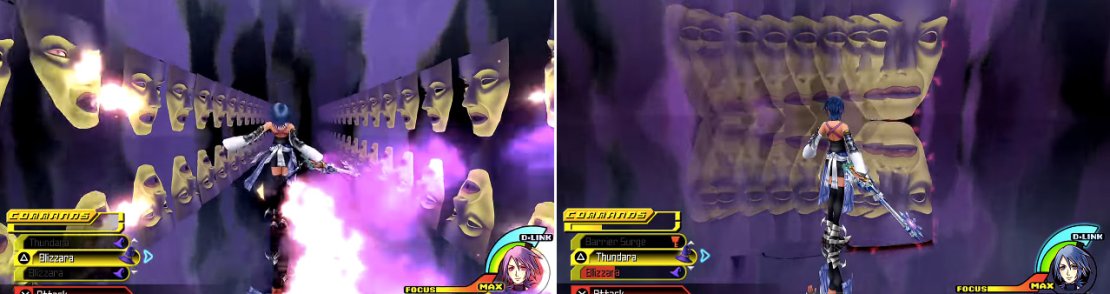 This wall of mirrors (left) is a gauntlet of fireballs. Keep running and dashing to the end. You should also watch out for the Mirror&rsquo;s reflect attack (right) where it whooshes from side to side.