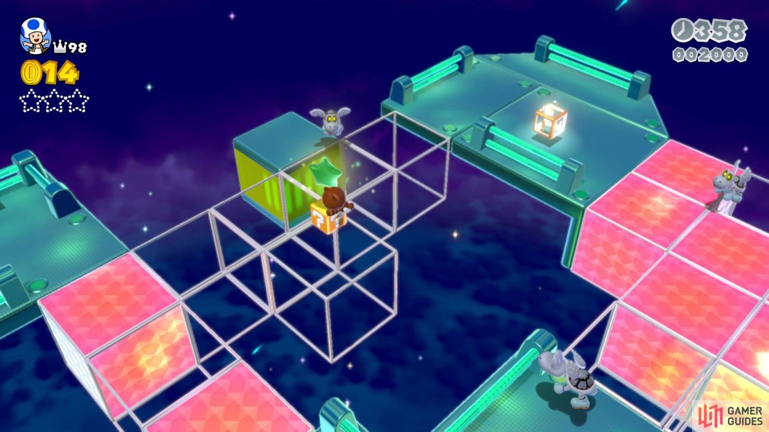 The first Green Star is above the ?-Block in the first area