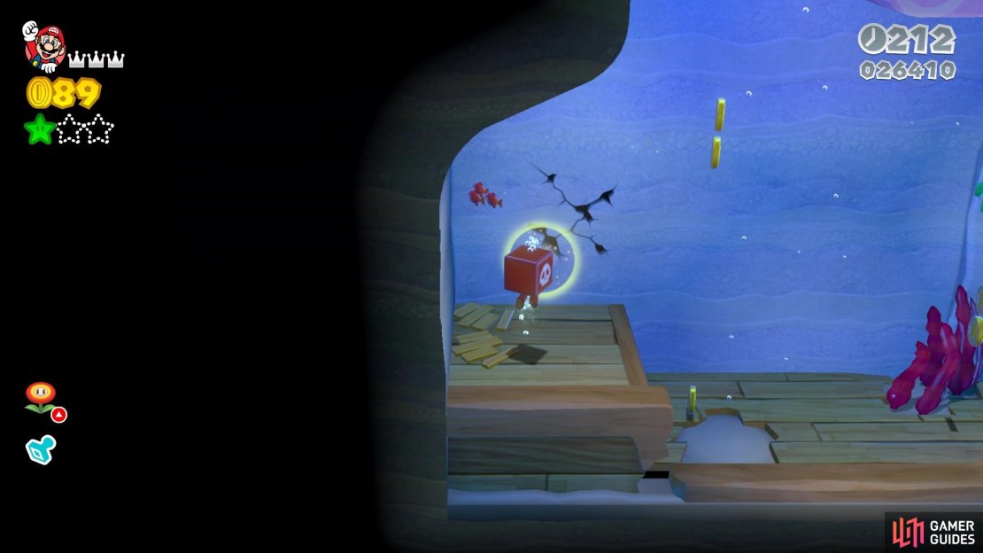 Blow up this cracked wall with the Cannon Box to find the bonus area with the second Green Star