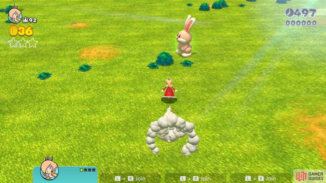 Catch the large rabbit to get the first Green Star