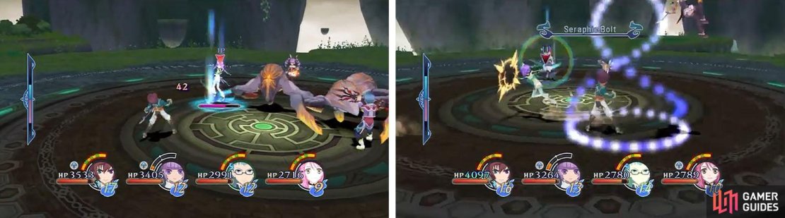 This version of the Little Queen is a caster (left) and you&rsquo;ll need to be aggressive until she is so low in health that she begins to use normal attacks (right).