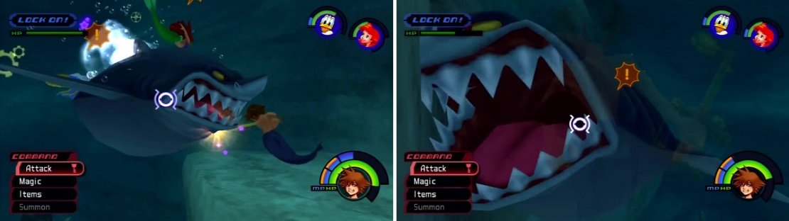 Try to stay on the Shark&rsquo;s flank and attack or you may find yourself at the wrong end of those big chompers (right).